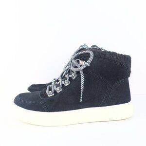 Marc Fisher Genuine Shearling Suede High Top Sneaker Women Black 7.5M- 0166